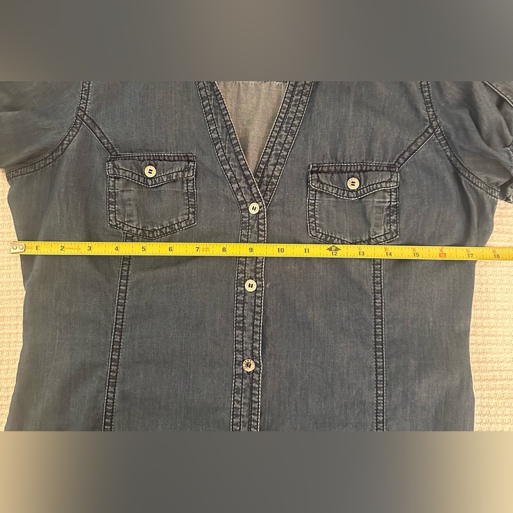 Women's GUESS Blue Denim Button-Up Top - Picture 8 of 8